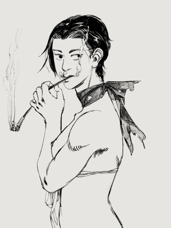 doley smoking a pipe