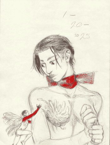 Doley with a red scarf